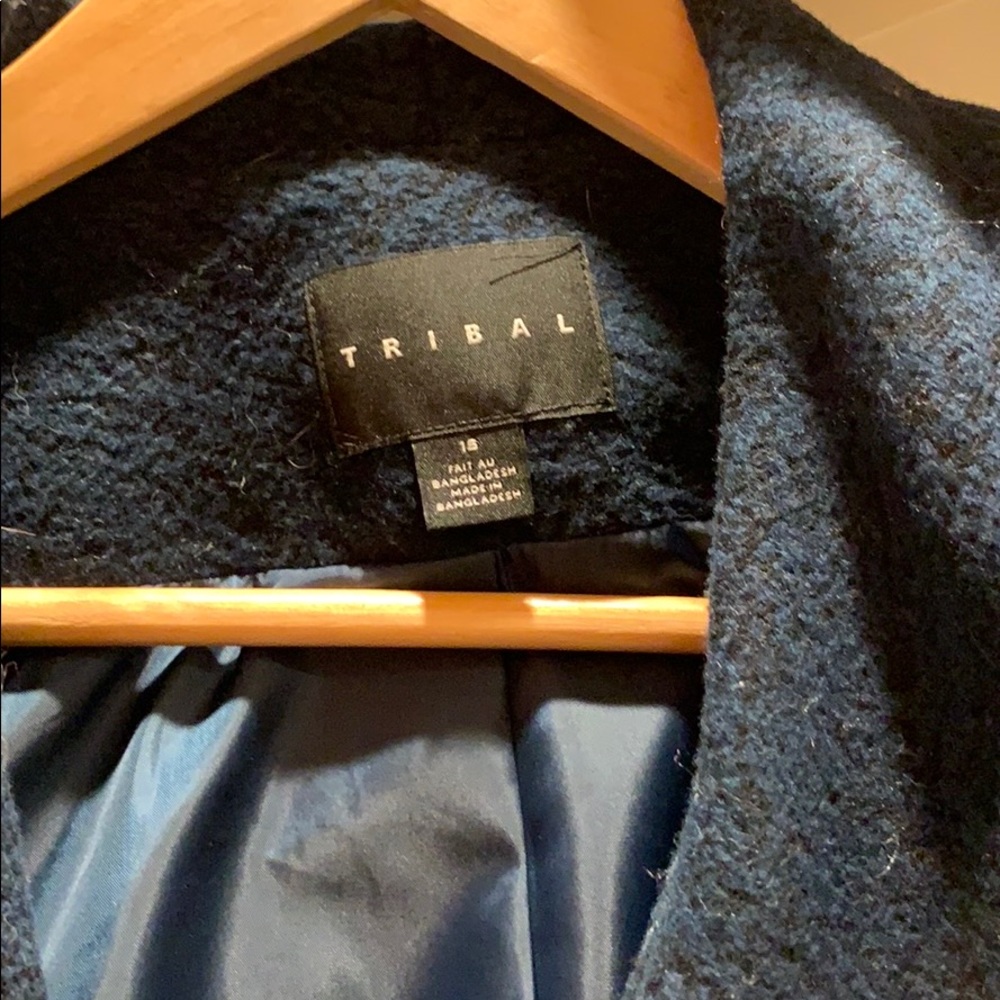 Blue wool asymmetrical zip jkt - Picture 2 of 4